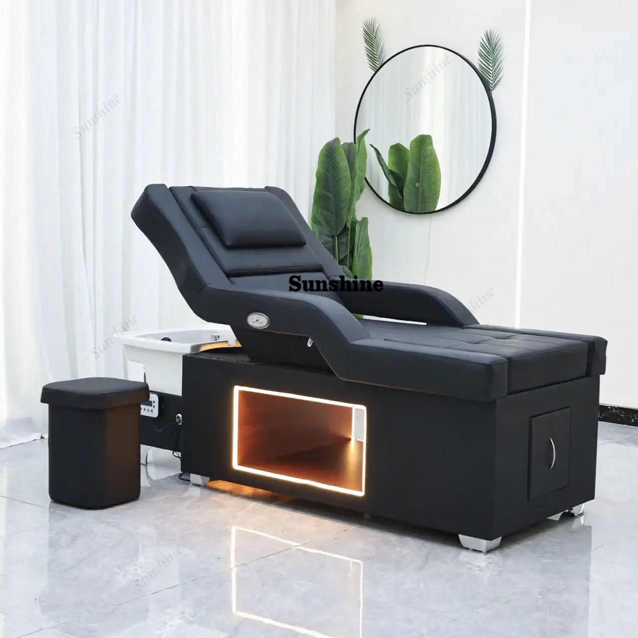 

Ceramic basin electric lifting head treatment bed foot bath with storage flush massage shampoo bed