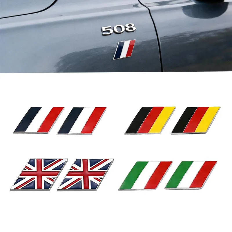 

Пара металлических наклеек на автомобиль в цветах национального флага для MINI, VW, Peugeot, Fiat, аксессуары для модификации крыльев автомобиля
