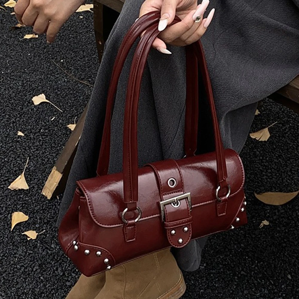 

Модные женские сумки подмышки с заклепками, высококачественная сумка через плечо из искусственной кожи, кошельки и сумки с шипами, дизайнерские сумки, новинка, шикарная сумка-тоут