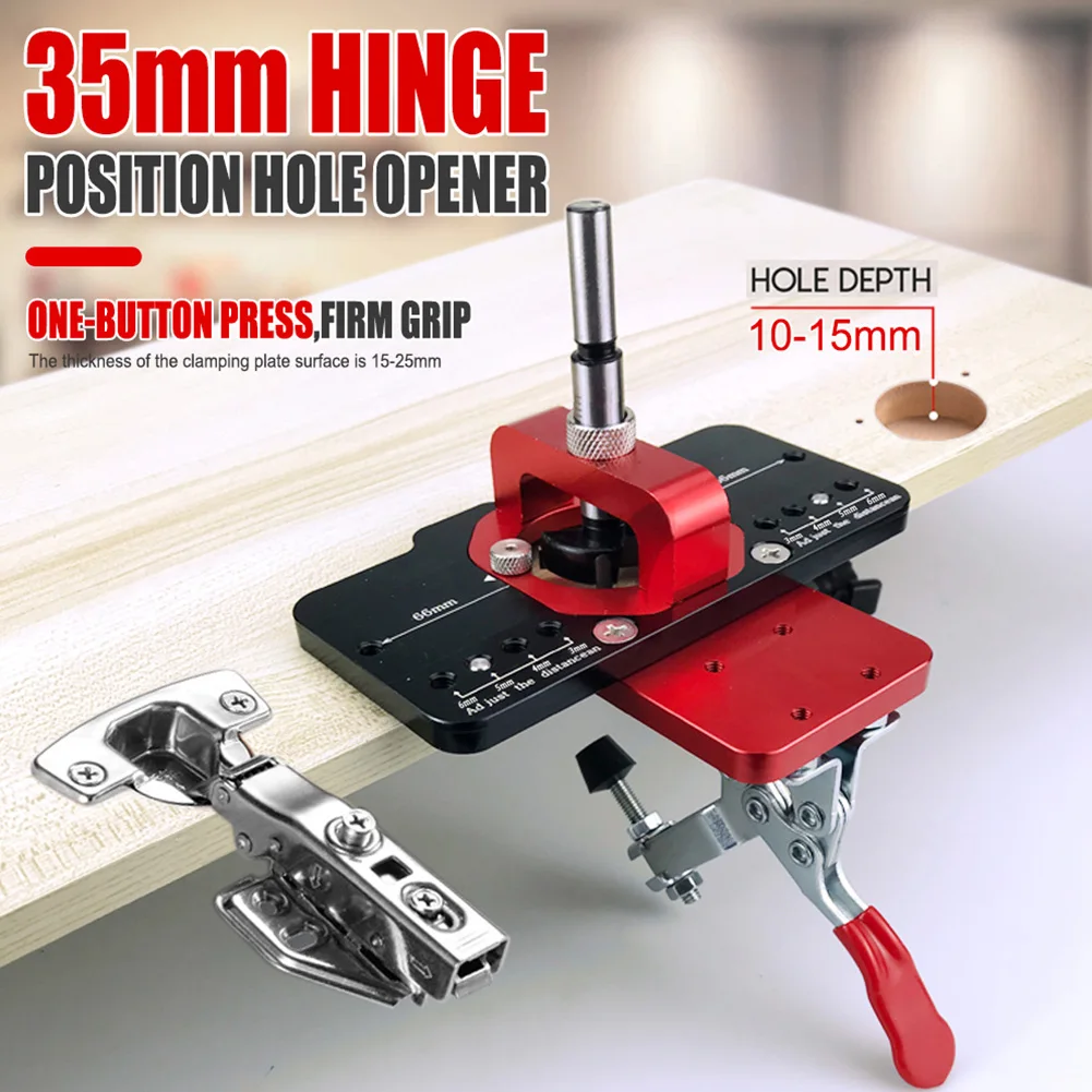 35mm Concealed Hinge Drilling Jig Hinge Boring Hole Drill Guide Locator Woodworking Tools Opener Locator Door Cabinet Hand Tools