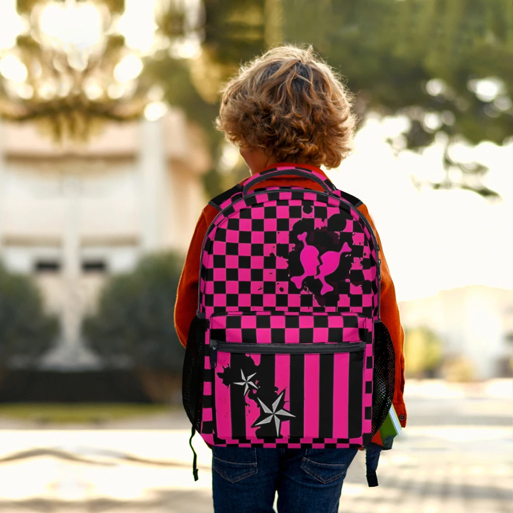 Punky rosa emo mochila para meninos grande capacidade estudante mochila dos desenhos animados estudante do ensino médio mochila 17 polegada