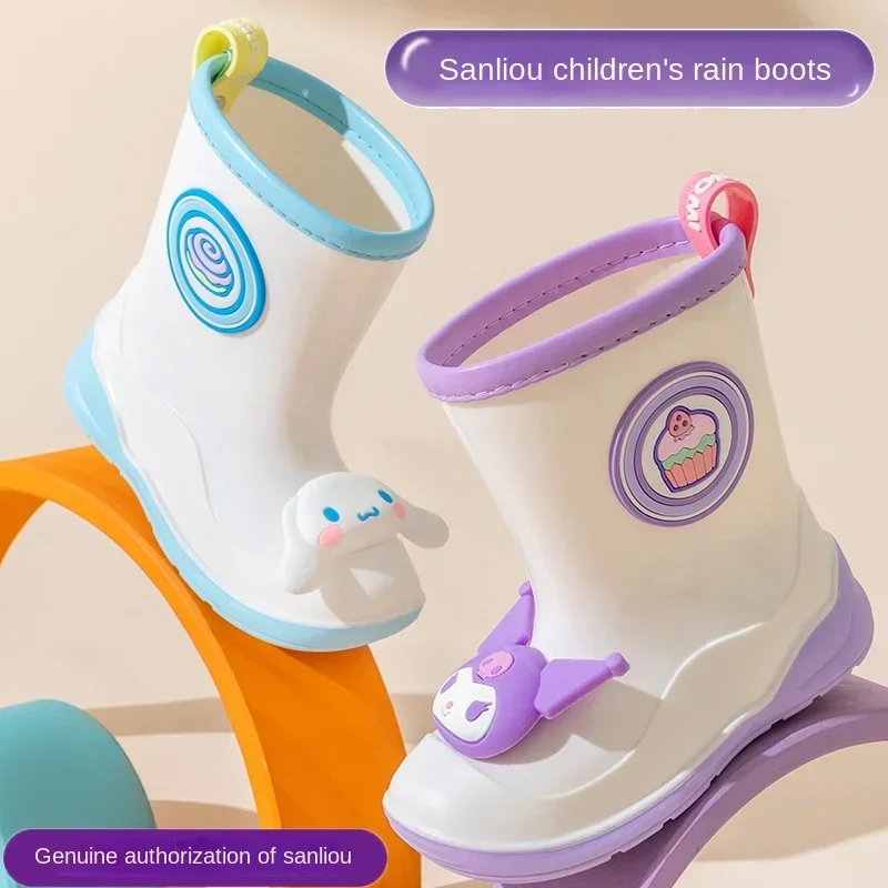 Children\'s Cute Cartoon Rain Boots Sanrio Anime Cinnamoroll Kuromi Hello Kitty Melody Waterproof Anti-Slip Kawaii Kid Rain Boots