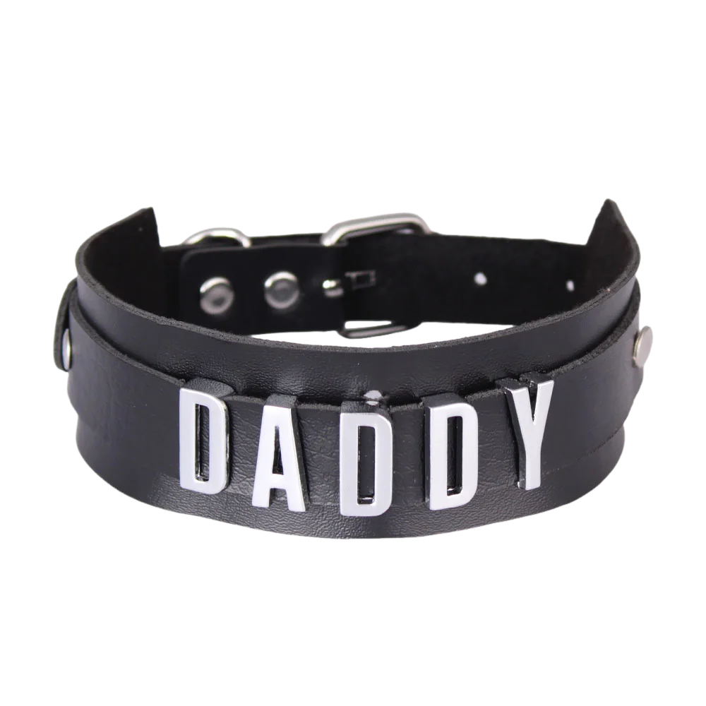 Personalized Letters DADDY Choker Women Leather Collar Goth Punk Chocker Custom Name Bling Cute Crystal Jewelry Cosplay Necklace