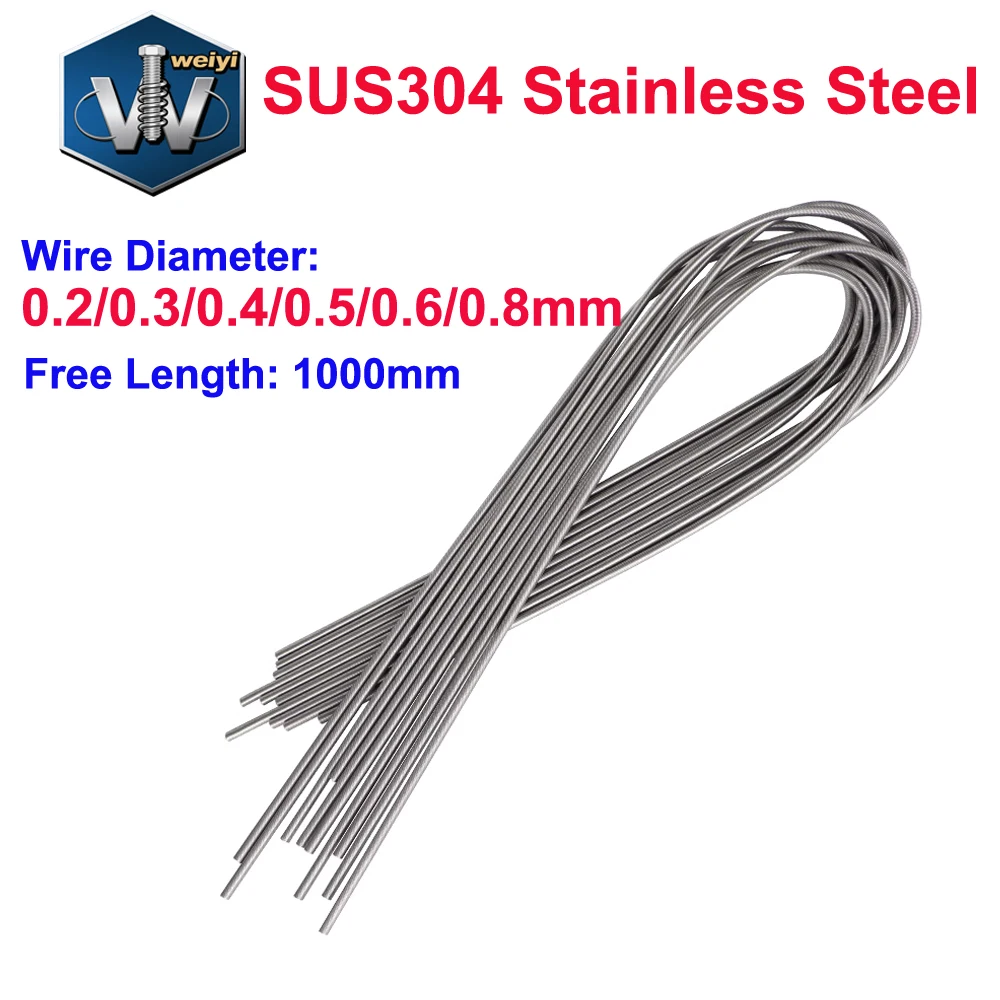 Weiyi 1Pc Wire 0.2/0.3/0.4/0.5/0.6/0.8mm 1 Meter Stainless Steel Tension Spring Extension Spring Out Dia 2mm/3mm/4mm/5mm/6mm/8mm