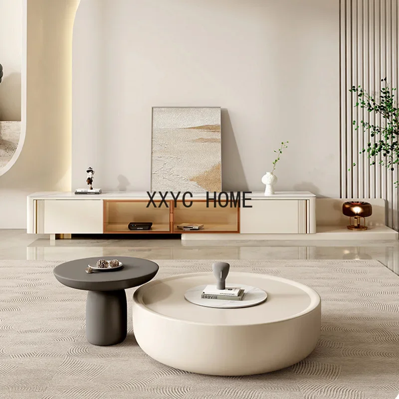 New Design Round Coffee Table Small Modern Coffee Table With Sintered Stone Table Top For Living Room