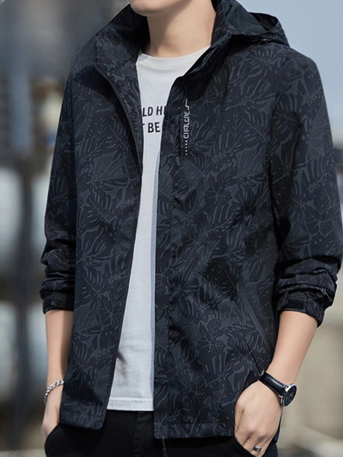 

Pierre Cardin Men's Hooded Jaet Outdoor Pilot Sle Casual Windproof Polyester Fabric Spring Autumn New Arrival