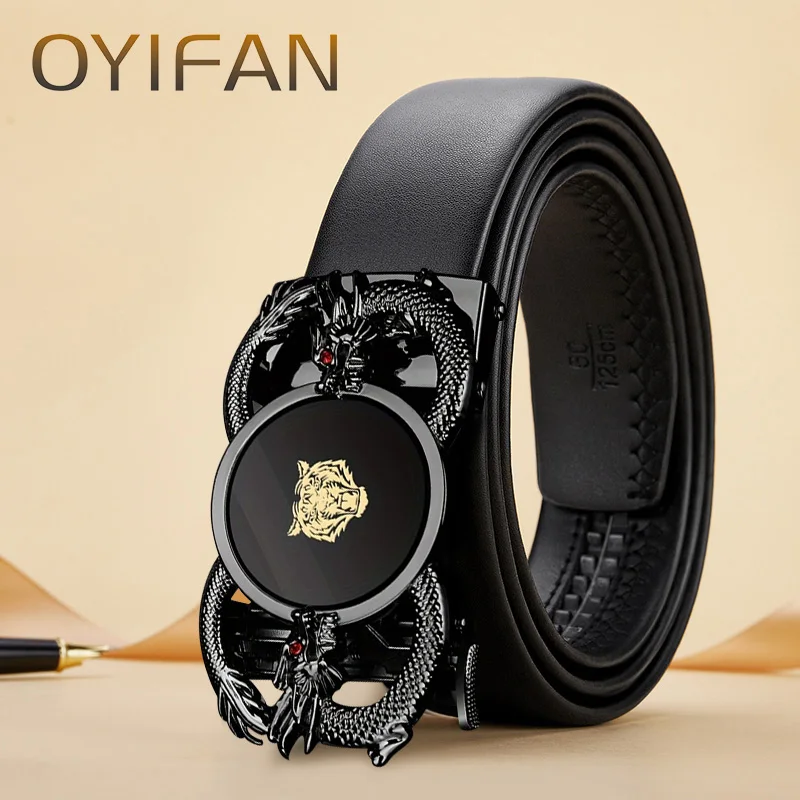 OYIFAN Fashion Men's Belt Designer Belt Men's Automatic Belt Business Casual Style Genuine Leather Belt for Men