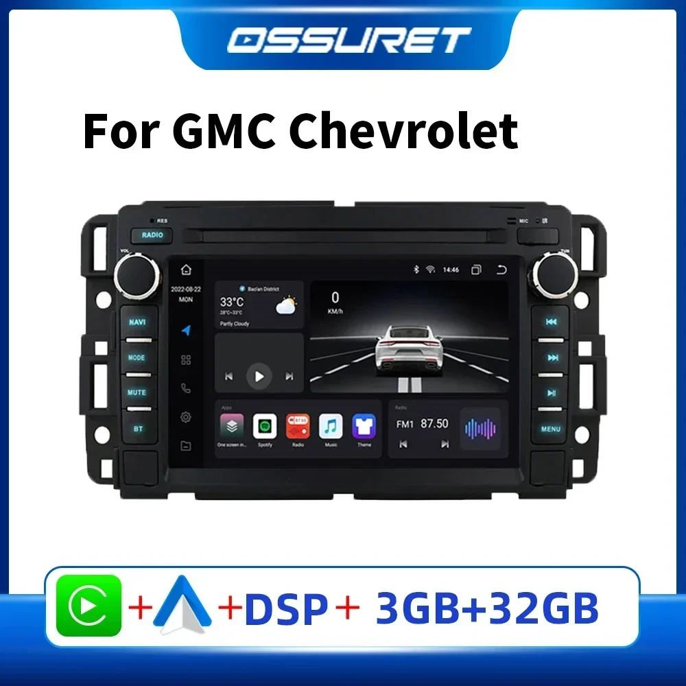 Radio Estéreo con GPS para coche, reproductor Multimedia con Android, para Chevrolet, Silverado, GMC, Sierra, Impala, Traverse, Avalanche, Express,