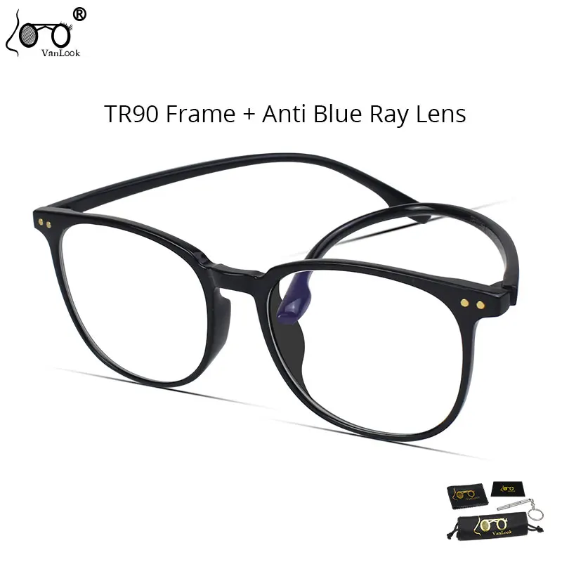 

Round Women Blue Light Blocking Computer Glasses Men TR90 Big Transparent Eyeglass Frigames Optical Eyewear UV400 Protective