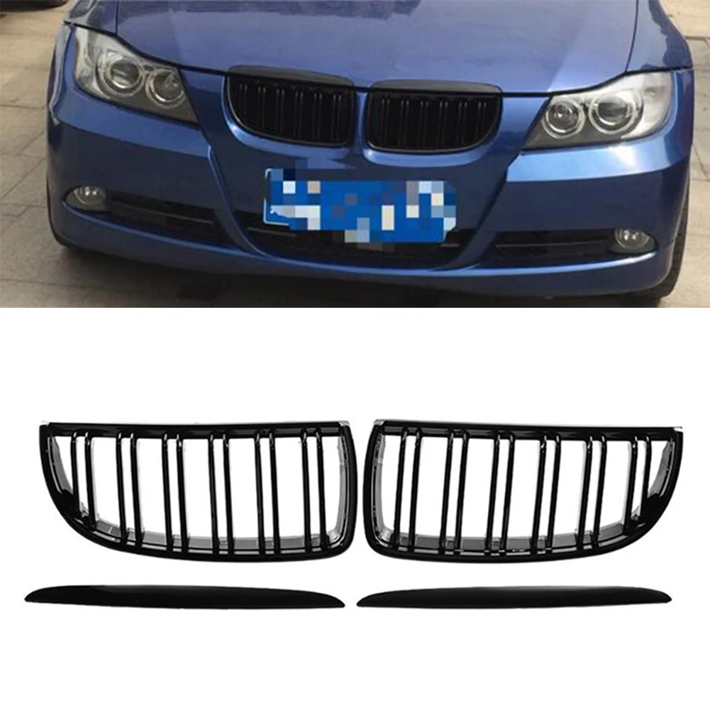 Car Front Grilles Grill Dual Line For BMW E90 E91 3 Series 320i 323i 328i 335i Sedan Wagon 2005 2006 2007 2008 Glossy Black ABS