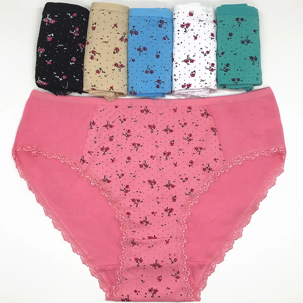 Hot Selling 1pc/Lot New Printed Large Size Briefs Women\'s Panties Big Yards Underwear Waist Cotton Lady Plus Small Floral 89223