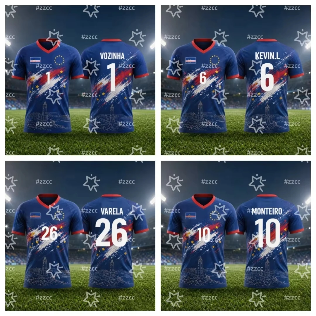 2026 Cape Verde Fan Commemorative Football Jersey Vozinha Soccer Jersey Summer Sports Men's T-Shirt Kid's Clothing Tee Woman ﻿