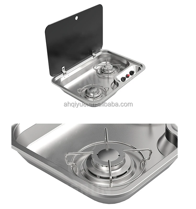 RV Caravan Kitchen Appliances Gas Cooktop Stainless Steel 2 Burners Gas Stove