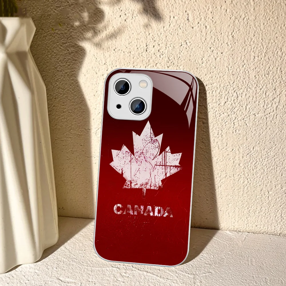 Canada flag Phone Case Tempered Glass For iphone 14 13 12 11 Pro Mini XS MAX 14Plus X XS XR Cover