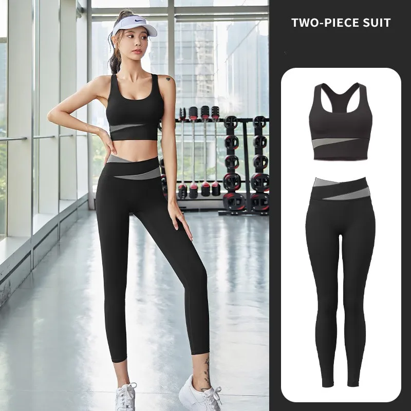 Women Sport Yoga Set Sexy Sports Bra High Waist Sport Leggings Workout Outfits Sportswear Athletic Gym Set