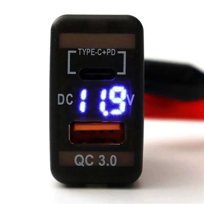 2X Car Fast Adapter QC3.0 Dual USB Quick Socket With Voltmeter For Toyota Land Cruiser Hilux Prado FJ view 5