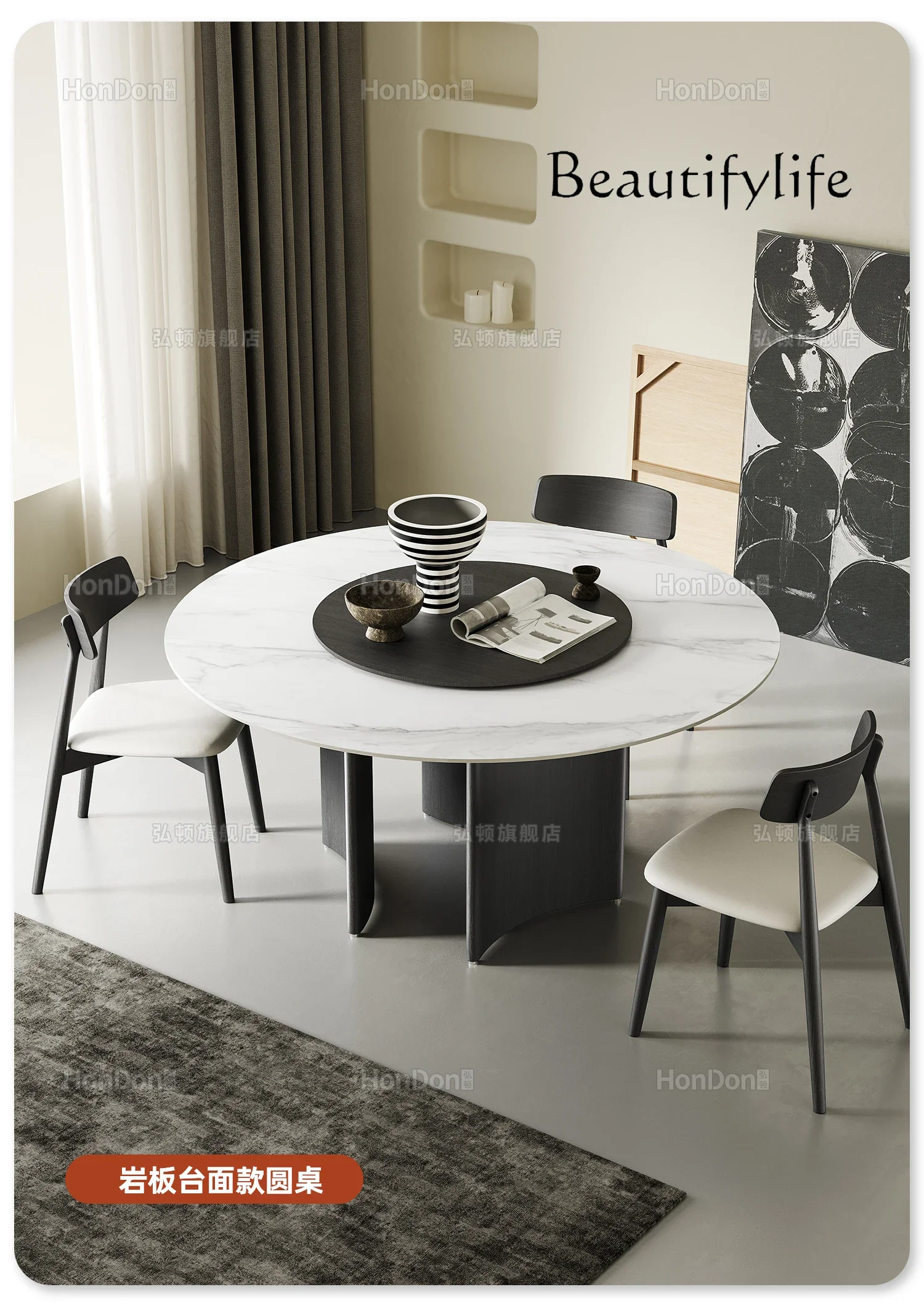 

стол кухонный Retro solid wood dining table Modern simple 10 person round table Home designer round dining table