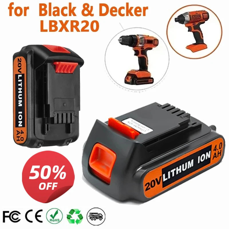 

6000mAh Battery For Black&Decker LBXR20 20V Replacement Battery Lithium LBX20 LB20 LB2X4020-OPE LST220 Li-ion Power Tool Battery