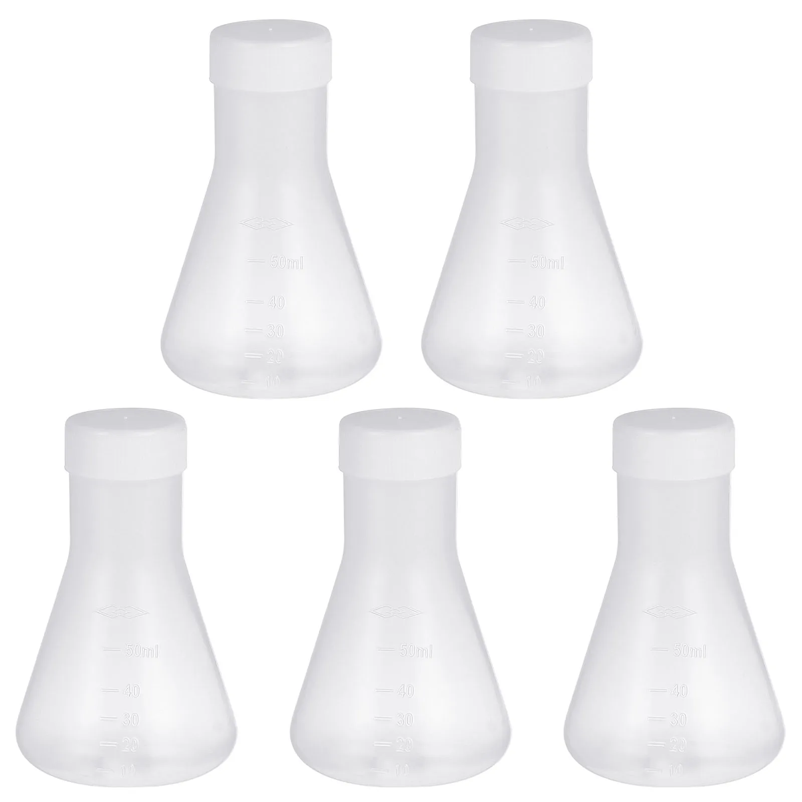 5Pcs Plastic Conical Flask with Lid Transparent Erlenmeyer Flask for Chemistry Experiment Laboratory Equipment Scientific