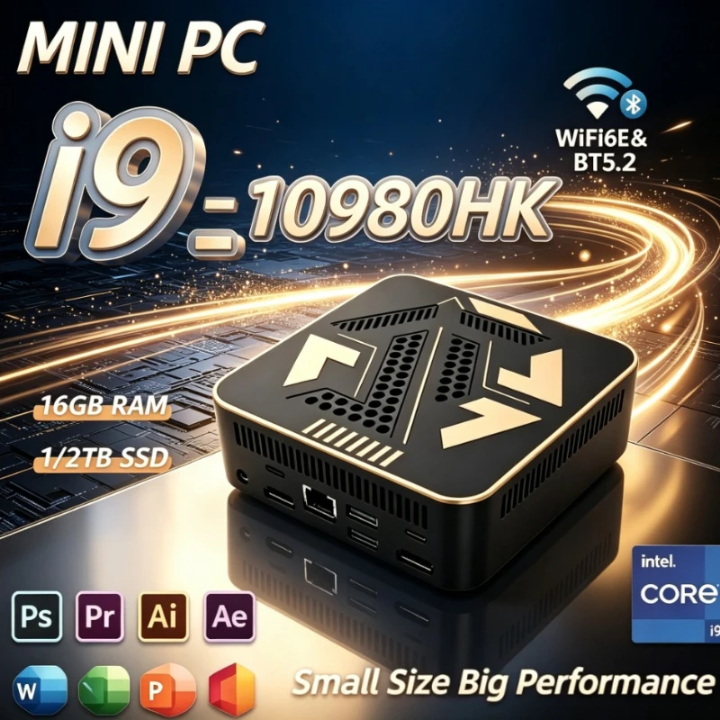 Powerful Mini PC Core i9-10980HK with 16GB RAM 2TB Large SSD M.2 NVME,4K High Definition, perfect for Gaming and Office Desktop.