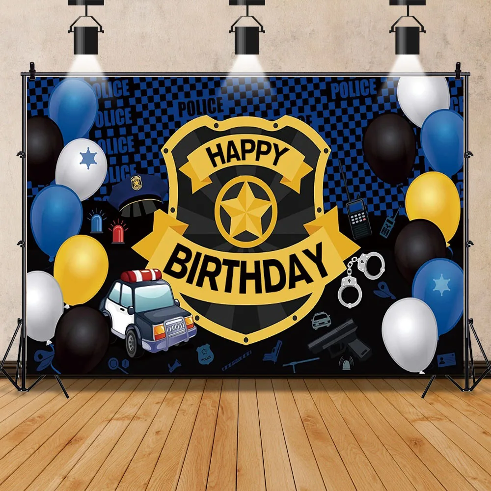 Police Themed Photography Background Policeman Police Child Cool Boy Birthday Party Decorations Backdrop Photo Studio Props