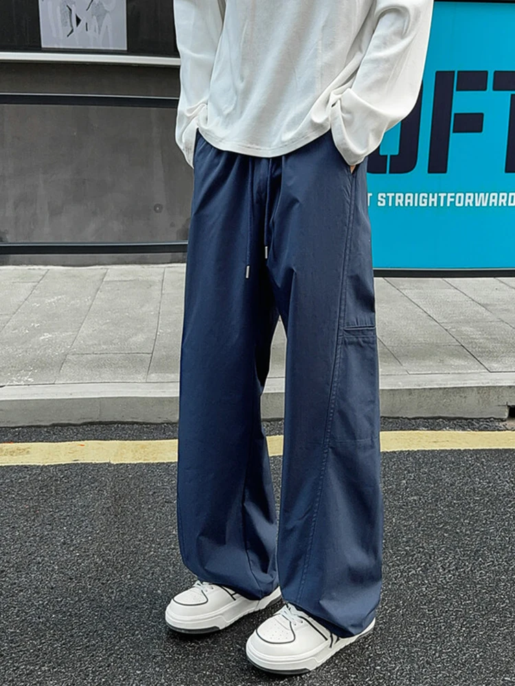 

Модные рабочие брюки в стиле ретро, мужские спортивные синие мягкие брюки-карго для походов на открытом воздухе, американские длинные прямые брюки с ножом