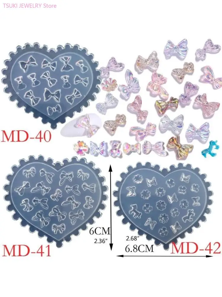 

62KE 4x Мини-прекрасный медведь-бабочка силиконовая форма для дизайна ногтей эпоксидная форма для литья для DIY Art