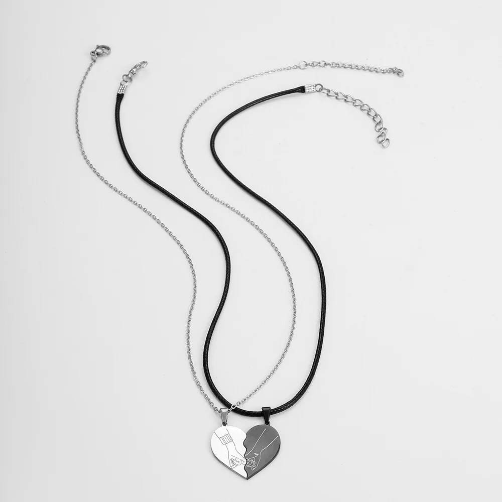 Mode Edelstahl Herz Puzzle Lock Schlüssel Anhänger Paar Halskette Anhänger Halsketten Für Liebhaber Valentinstag Schmuck