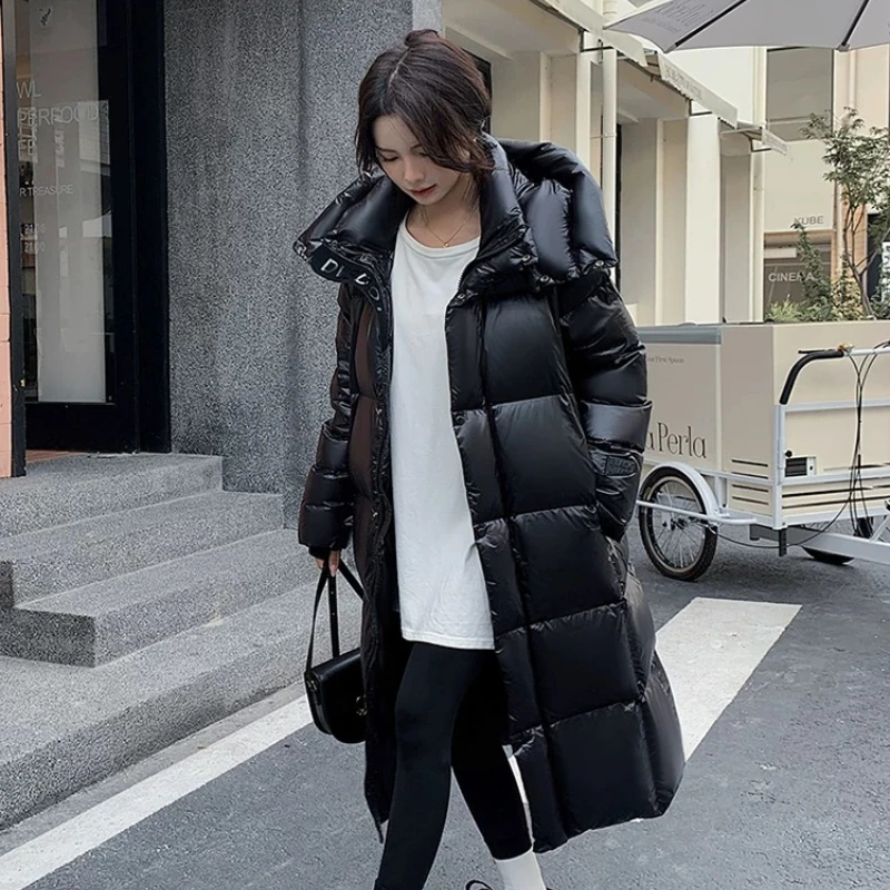 Puffer Jacket for Women, Windproof, Thickened, Loose, Warm Parka, Casual, Sporty, High-end Snow, Long Down Jackets, New, Winter