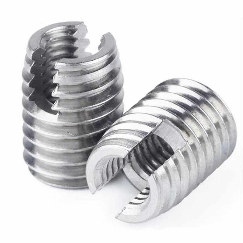 M2 M3 M4 M5 M6 M8 M10 Stainless Steel 302 Style Threaded Metal Thread Repair Insert Self Tapping Inserts Slotted Screw Bushing