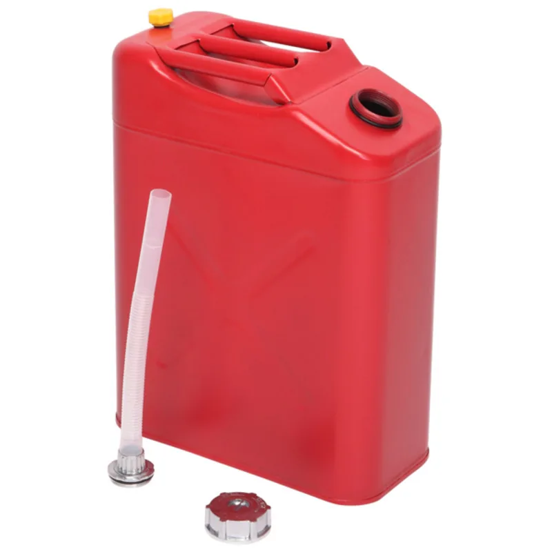 Tambor de óleo vermelho de 20l 0.6mm com tubo de derramamento de plástico, fácil de transportar por uma pessoa ou duas pessoas, anticorrosão, antiferrugem, antiestático