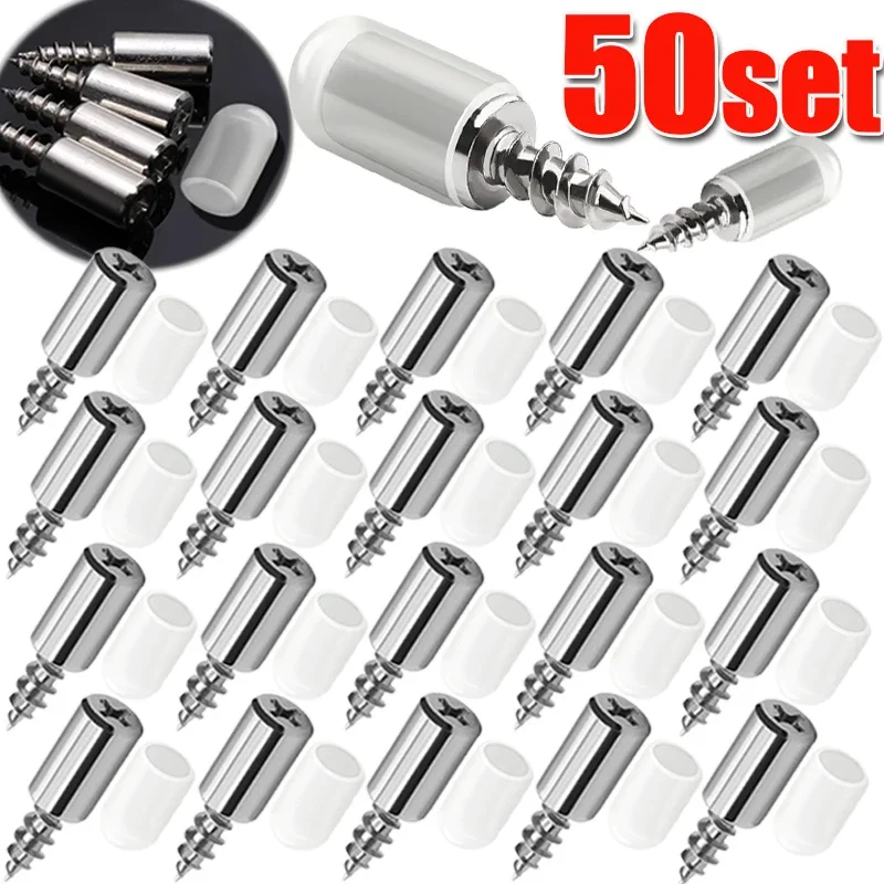 4/50Set Cross Self-Tapping Screw With Nonslip Rubber Layer Plate Holder Wardrobe Storage Rack Septum Strong Fixed Support Screws