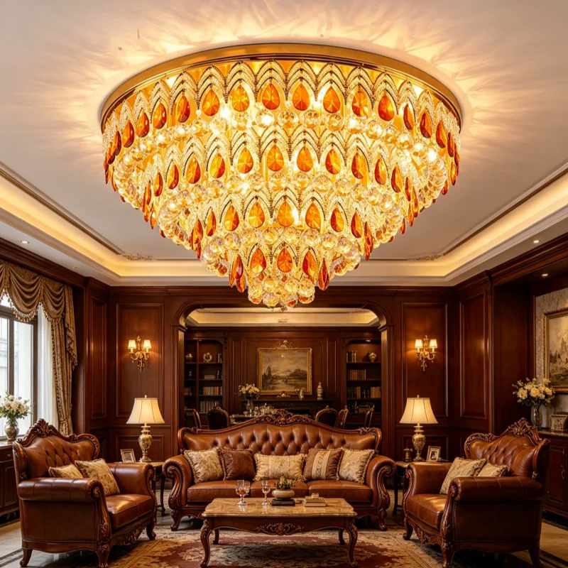 

Postmodern Art Deco LED K9 Crystal Golden Peacock Lamparas De Techo 2026 Ceiling Chandelier Ceiling Lamp For Bedroom Foyer