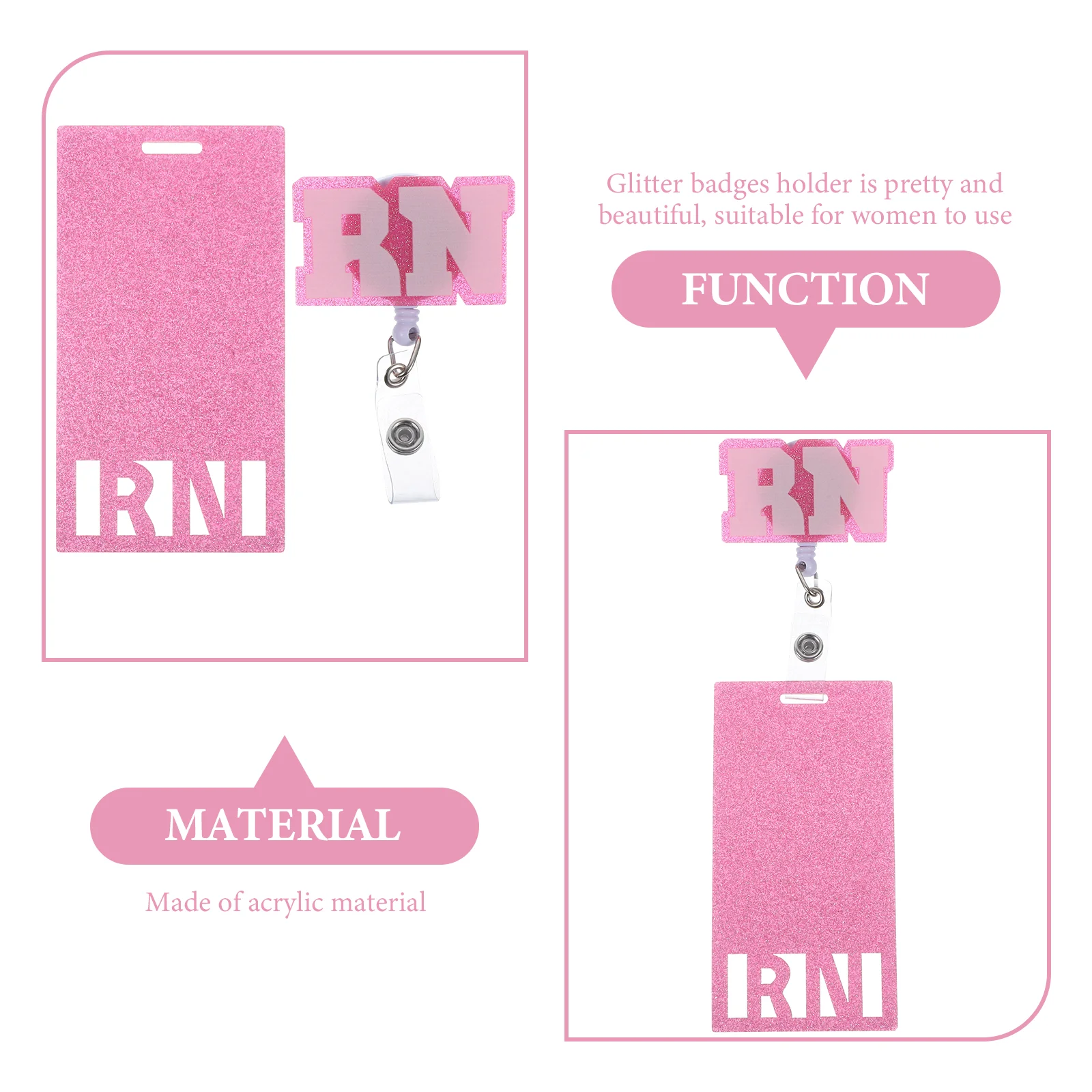 Care Nurse Chest Tag Retractable Id Badge Clips Acrylic Accessories for Nurses Holder