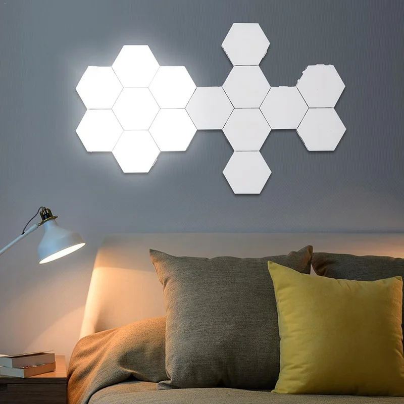 Nordic LED Night Lights Quantum Night Lamp Touch Sensitive Lighting Living Room DIY Install Bedroom Magnetic Modular Hexagons