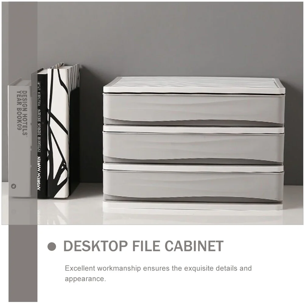 Office Desktop Storage File Cabinet Stationery Plastic 3 Drawer Document Holder