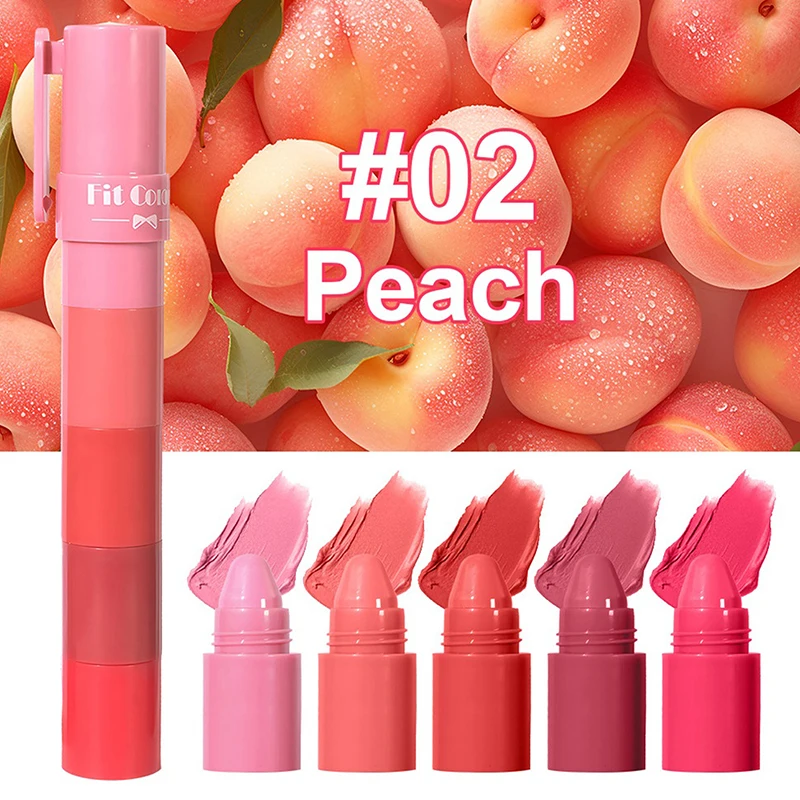 Juego de lápiz labial mate 5 en 1 de terciopelo de frutas, bálsamo labial hidratante de larga duración, altamente pigmentado, aplicación suave para labios suaves