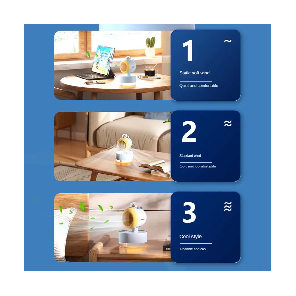 휴대용 스프레이 냉각 팬 USB 미니 팬 데스크탑 터빈 냉풍 가습 스프레이 팬 다기능 야간 조명-A-ABLM
