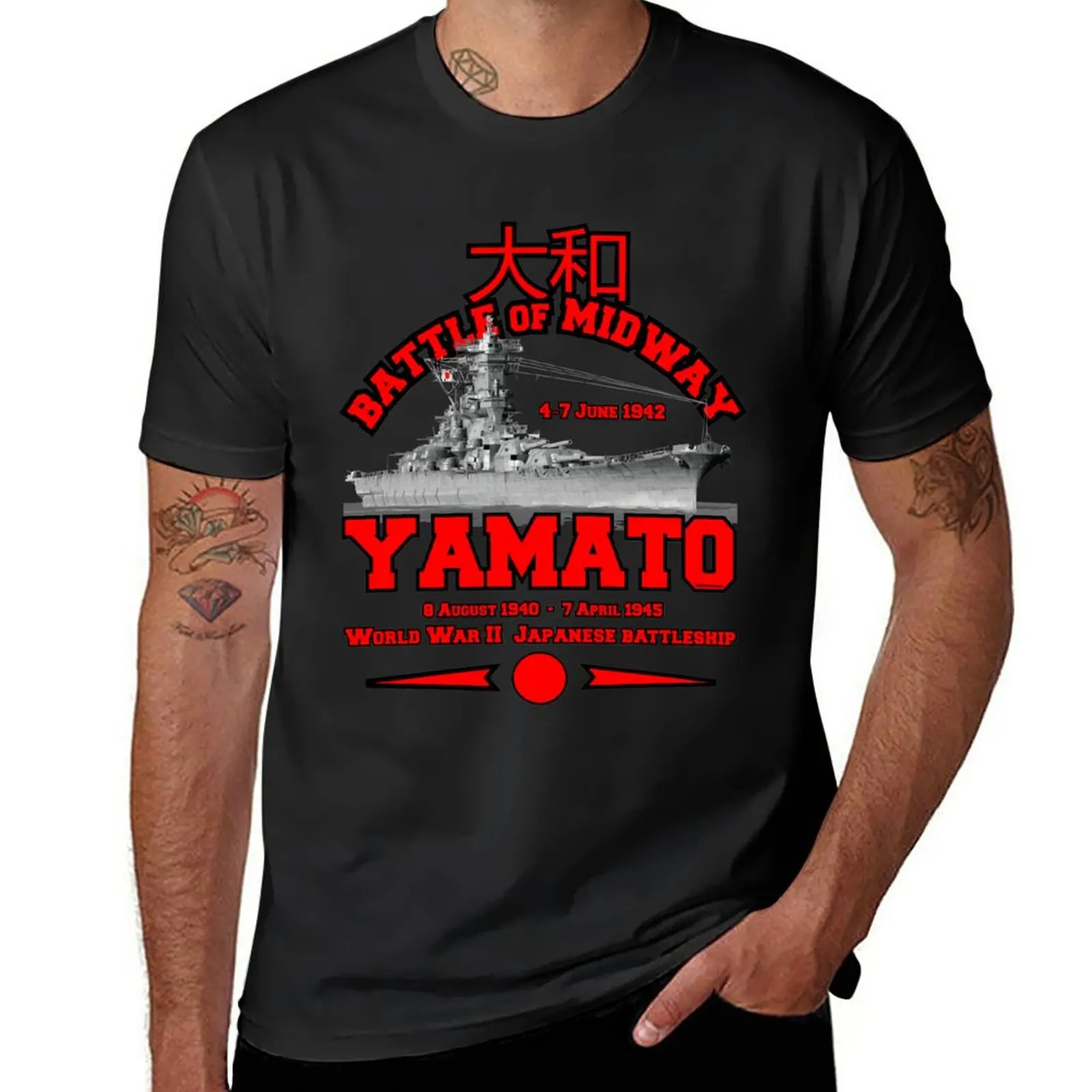 YAMATO-Japonês Encouraçado ww2 T-Shirt para Homens, de Secagem Rápida, Curto Equipado Camisetas, Novo