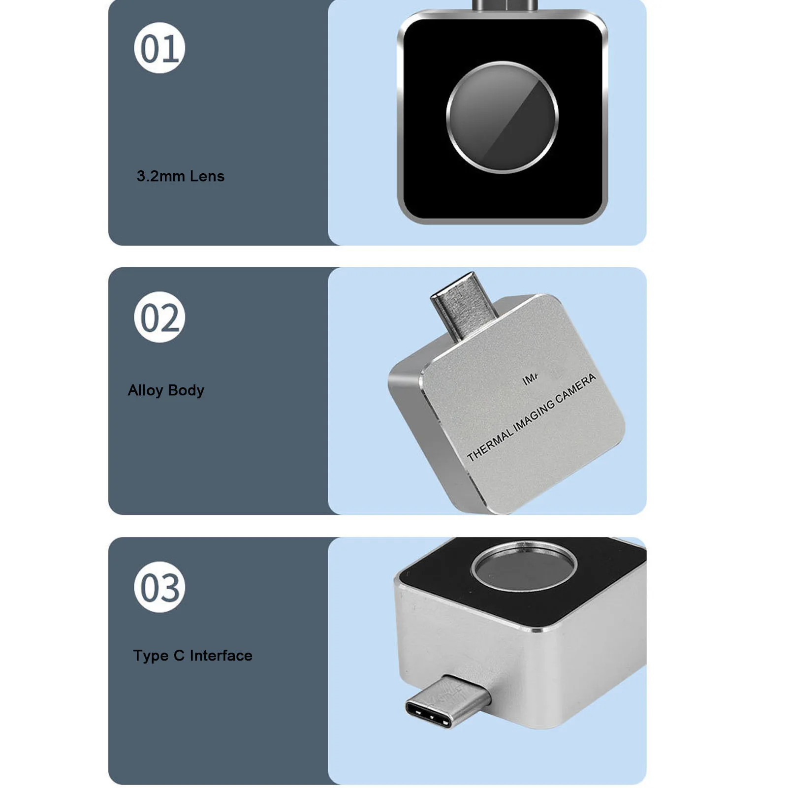 Thermal Camera 256x192 Resolution 25Hz IP54 Waterproof Portable Thermal Imager for Smartphone Thermal Imaging Camera