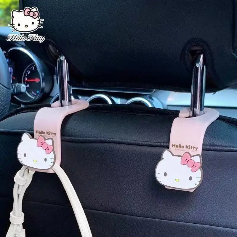 

Крючок для автомобиля Sanrio Hello Kitty, мультяшный, для крепления на сиденье, розовый, черный, для заднего сиденья, аксессуары для салона автомобиля, автозапчасти