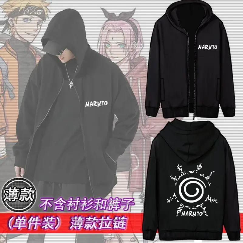 

Anime Naruto Sasuke Thin style Hoodie Zipper Sports Coat Men and Women Printed Long Sleeve Role Playing Sportswear birthday gift