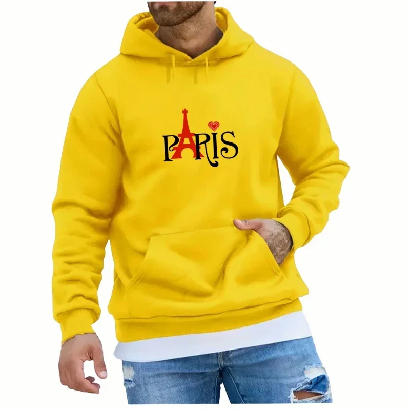 Men PARIS Printed Hoodies Spring Autumn Fleece Warm Pullover Sweatshirt Harajuku Unisex Hooded Clothing