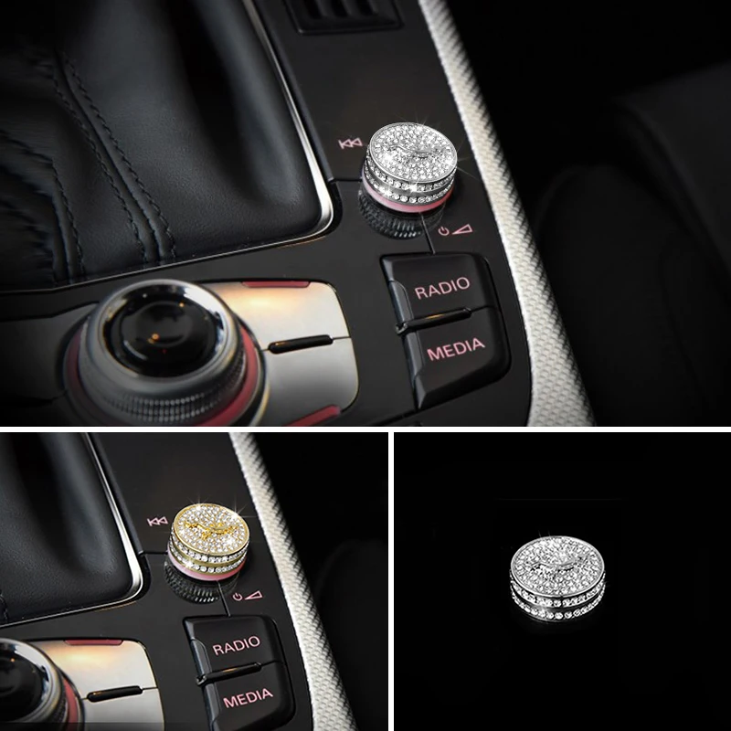 

Crystal Style Center Volume Switch Adjust Switch Cover Trim Car Interior Accessories For Audi A5 A4 B8 09-16