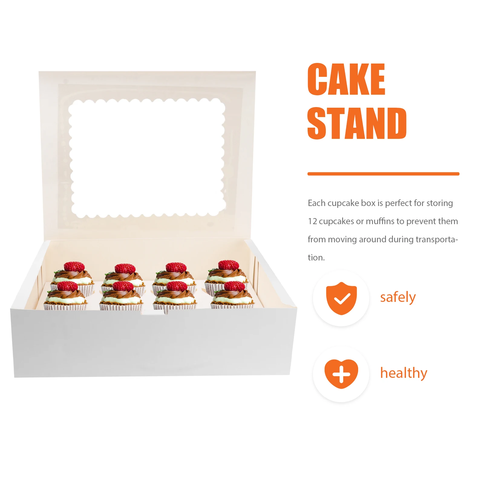 

5Pcs 12 Cavity Cupcake Box Windowed White Muffin Container Easy Carry Eco Friendly Foldable for Gathering Picnic