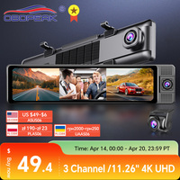 H330 Dash Cam 3 Channel Rearview Mirror Front Inside Rear 4K+1080P+1080P WiFi GPS Dual Lens Car Dvr Camera Infrared Night Vision