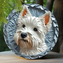 White Terrier Theme Decoration Faux Origami Window Decorations Round Wreath Sign Apartment Decoration Thanksgiving Day Gifts