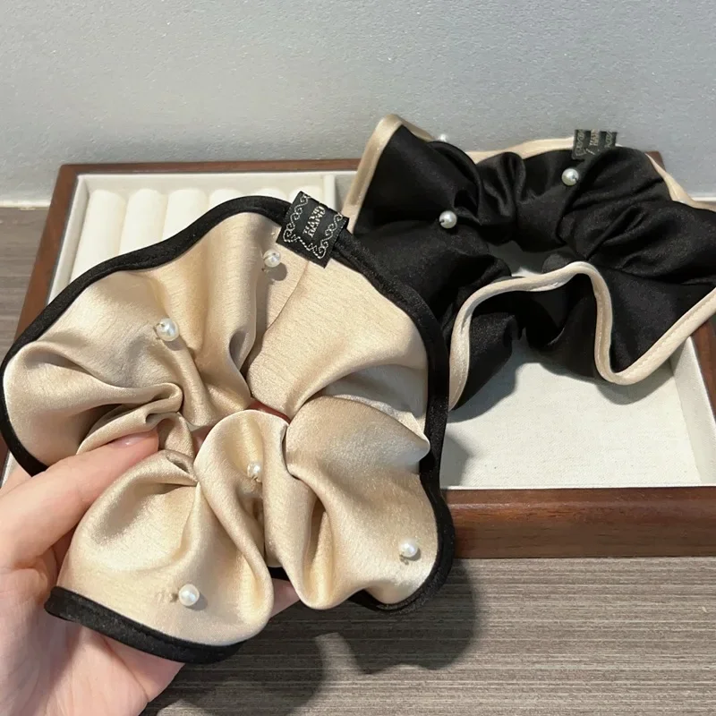 Scrunchies للشعر موضة جديدة فاخرة من الحرير الساتان حلقة الشعر برعم على شكل ربطات الشعر Scrunch للفتيات أغطية الرأس #5