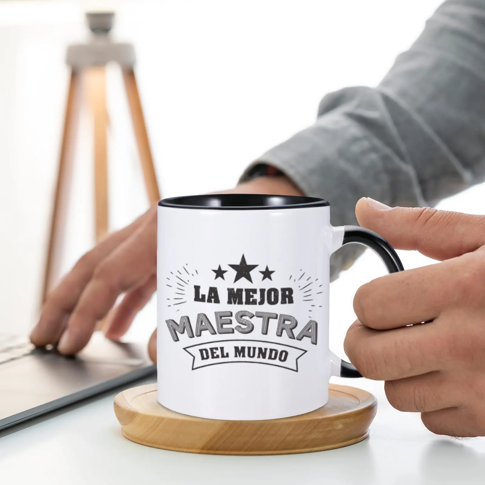 Sapinsh Best Dad Ever Coffee Mug LA MEJOR MAESTRA DEL MUNDO Father Gifts for Dad Men Husband from Daughter Son Wife Kids Mugs