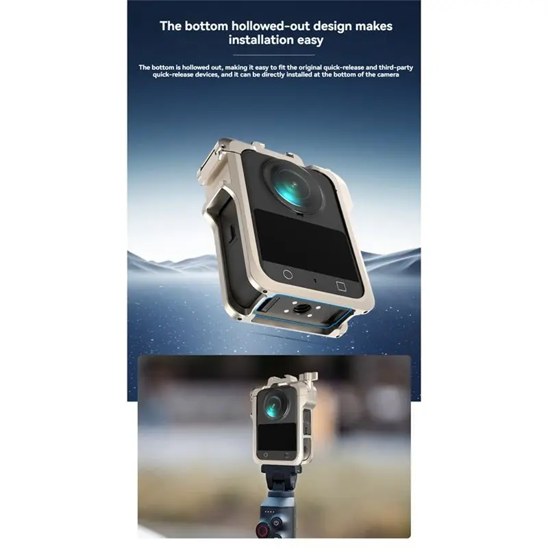 

Металлический быстросъемный кейдж B27B для DJI OSMO 360 с креплением Cold Shoe и силиконовым защитным чехлом для объектива DJI OSMO 360